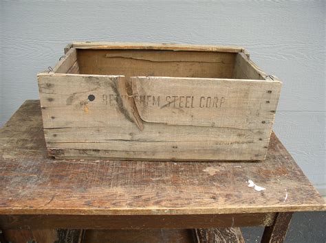 wooden box with bethlehem steel on it for sale|VTG Rare Bethlehem Steel Corp Seattle Plant Wooden Box Crate.